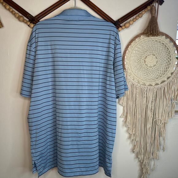 Peter Millar Summer Comfort Blue Stripe Golf Polo - Picture 2 of 3